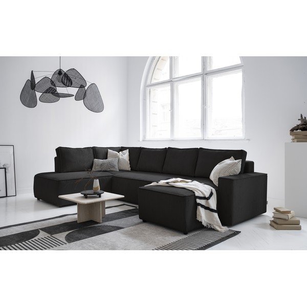 Iš kordinio velveto sulankstoma kampinė sofa antracito spalvos (su kairiuoju kampu/„U“ formos) Brave Dave – Miuform-image-4