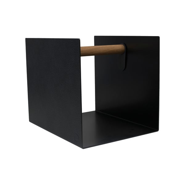 Dekoratyvinė juodos spalvos/antracito spalvos iš metalo/iš eko odos daiktadėžė 32x38x31 cm Hippo – LIND DNA