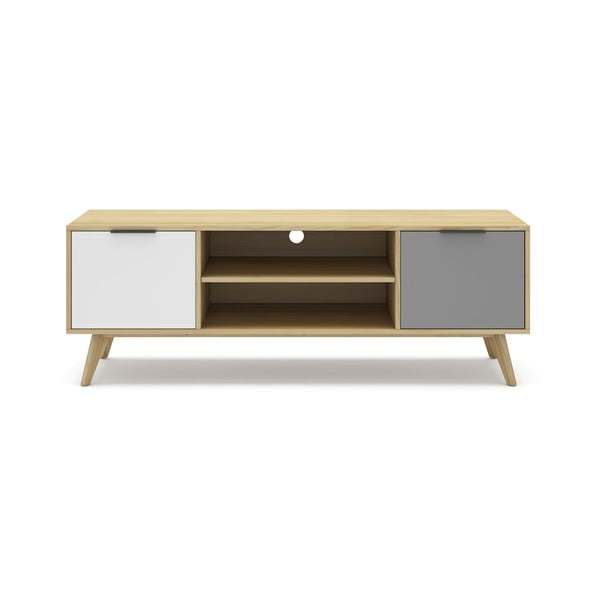 Natūralios spalvos ąžuolo dekoro TV staliukas 140x53 cm Elfa - Marckeric
