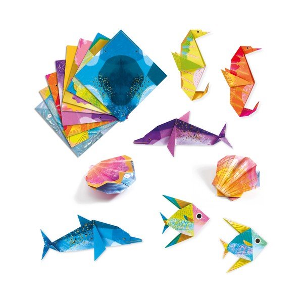 24 origami lankstymo rinkinys su instrukcijomis Djeco Neon Glam Sea-image-2