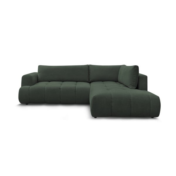 Žalios spalvos sulankstoma/su sandėliavimo vieta kampinė sofa (su dešiniuoju kampu/„L“ formos) Fuji – Bobochic Paris