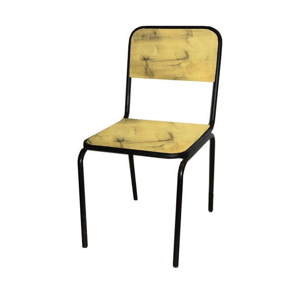 Valgomojo kėdė iš kėnio masyvo geltonos spalvos Industrial – Antic Line