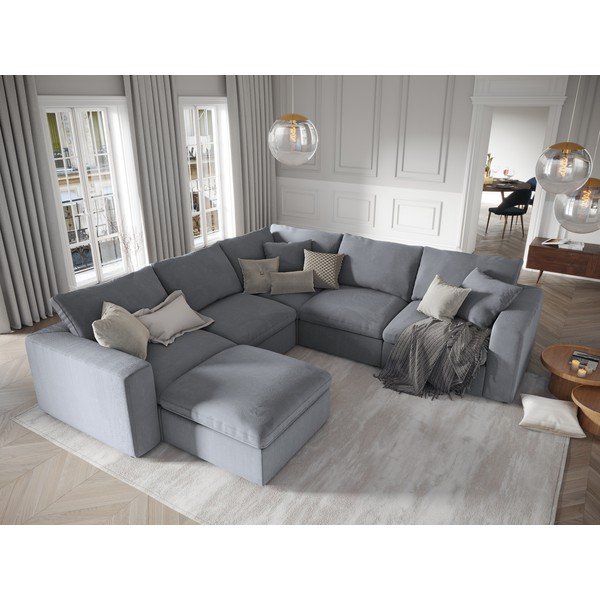 Pilka apverčiama kampinė modulinės sofos dalis Windsor & Co Sofas Galaxy-image-4