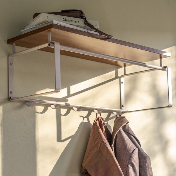 Natūralios spalvos/taupe spalvos iš plieno sieninė lentyna su lentyna 70 cm Rex – Spinder Design-image-4