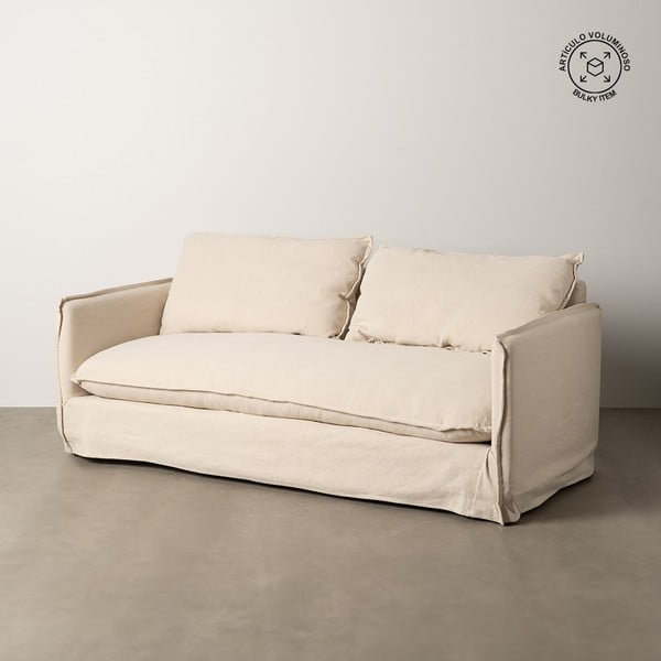 Kreminės spalvos iš lino sofa 200 cm – Ixia-image-1