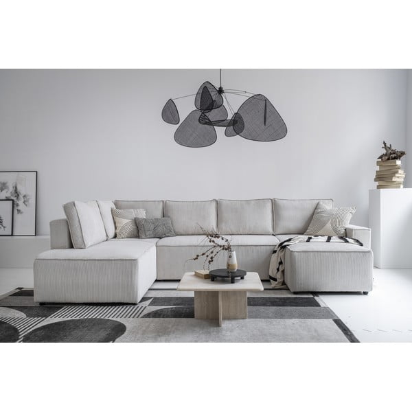 Iš kordinio velveto sulankstoma kampinė sofa baltos spalvos (su kairiuoju kampu/„U“ formos) Brave Dave – Miuform-image-1