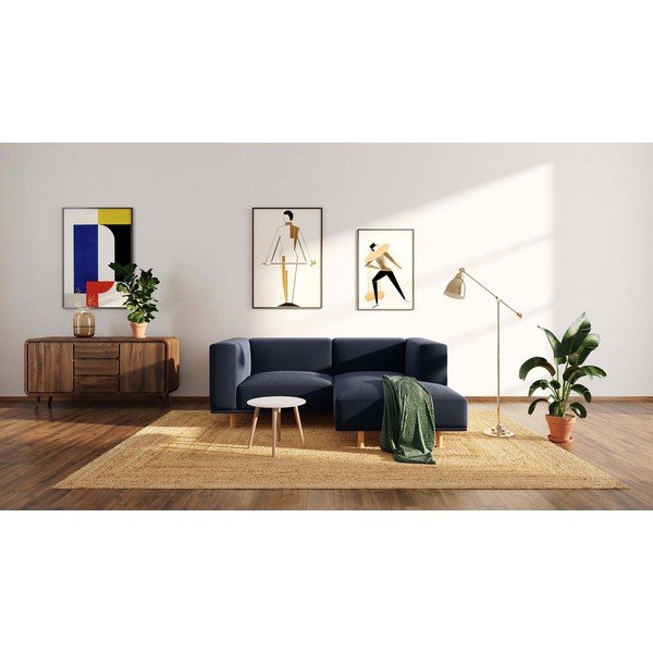 Kampinė sofa tamsiai mėlynos spalvos iš velveto (su dešiniuoju kampu) Kukumo – Ame Yens-image-3