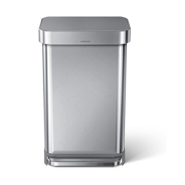 Sidabrinės spalvos iš plieno šiukšliadėžė su pedalu 45 l – simplehuman-image-2