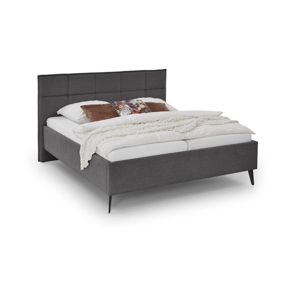 Antracito spalvos dvigulė lova audiniu dengta su sandėliavimo vieta su lovos grotelėmis 160x200 cm Paulo – Meise Möbel-image-4