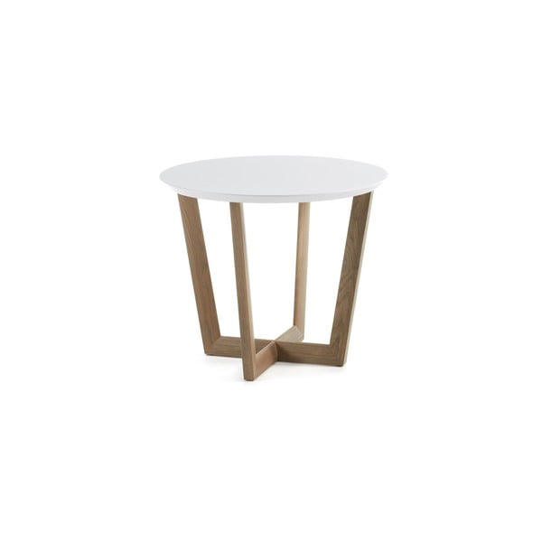 Ąžuolinis staliukas su baltu stalviršiu Kave Home Rondo, ⌀ 60 cm