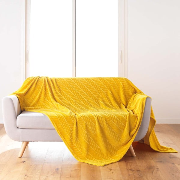 Iš mikroflanelės lovatiesė geltonos spalvos 180x220 cm Arya – douceur d'intérieur