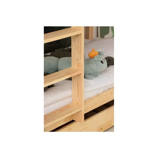 Natūralios spalvos dviauktė/ištraukiama vaikiška lova su sandėliavimo vieta su lovos grotelėmis 90x190 cm CLPBN – Adeko-image-2