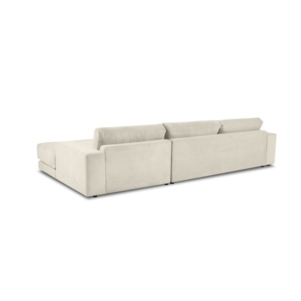 Smėlio spalvos aksominė sofa-lova Milo Casa Donatella, dešinysis kampas-image-3