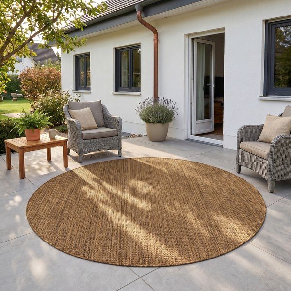 Rudos spalvos apvalios formos lauko ir vidaus kilimas ø 120 cm Mira 1450 – Ayyildiz Carpets-image-1