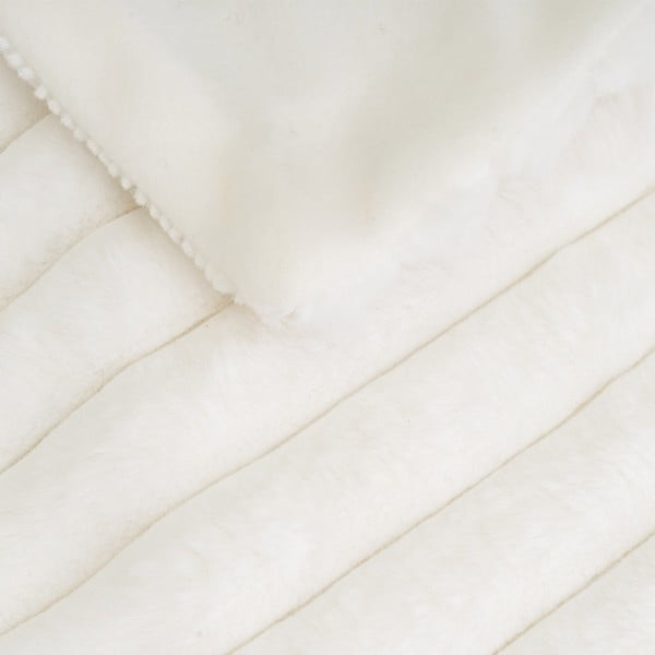 Baltos spalvos iš mikropliušo antklodė ir pledas 130x160 cm Fur Velvet – Casa Selección-image-1