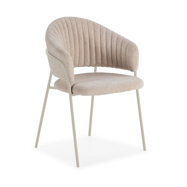 Smėlio spalvos iš audinio valgomojo kėdžių komplektas su porankiais 2 vnt. Leticia – Marckeric