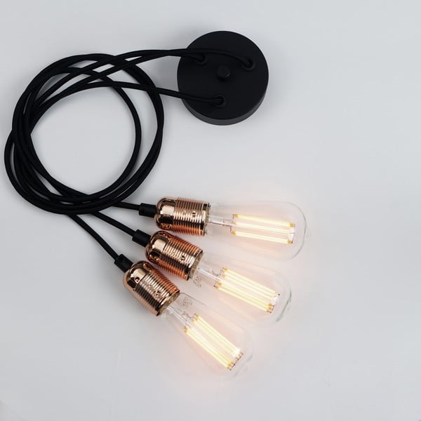 Juodas trijų šakų pakabinamas šviestuvas su vario spalvos detalėmis Sotto Luce Uno-image-4