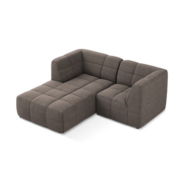 Rudos spalvos kampinė sofa iš boucle (su kairiuoju kampu/su gultu) Aloha – Makamii-image-3