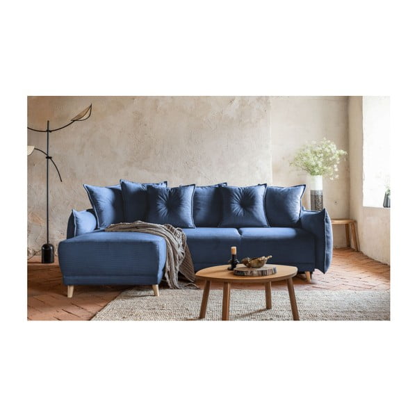 Sulankstoma kampinė sofa iš kordinio velveto tamsiai mėlynos spalvos (kintama) Lazy Lukka – Miuform-image-3