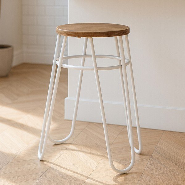 Pilkos spalvos/natūralios spalvos iš guobos masyvo taburetė District – Premier Housewares-image-3