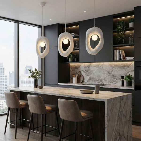 Baltos spalvos iš metalo kabantis šviestuvas Lore – Opviq lights-image-3