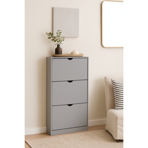 Pilkos spalvos atlenkiama spintelė batams 60x118x24 cm Stelo – Bonami Essentials-image-4