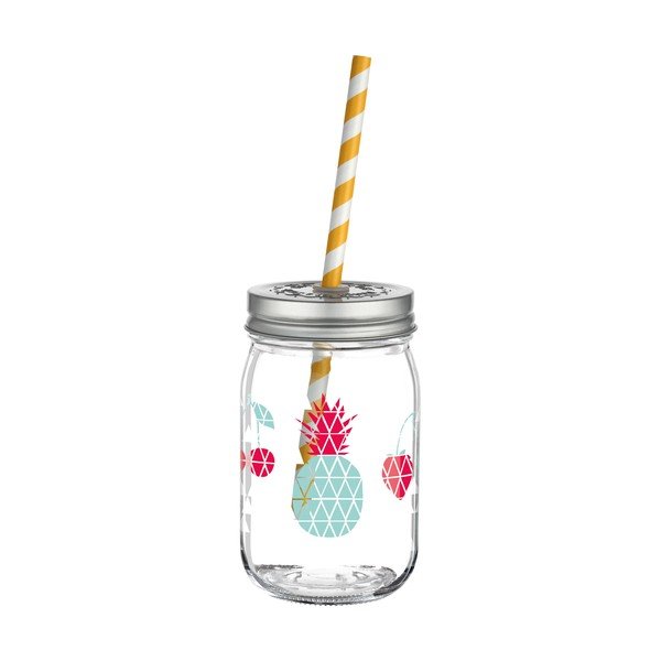 Stiklinė su dangteliu ir šiaudeliu "Ritzenhoff Kathrin Stockebrand Pineapple", 445 ml-image-1