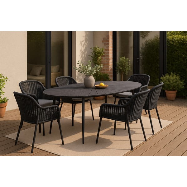 Juodas sodo stalas su medienos stalviršiu Bonami Selection Marienlist, 190 x 115 cm-image-1