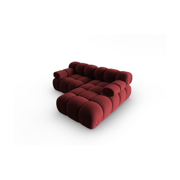 Kampinė sofa raudonos spalvos iš velveto (su dešiniuoju kampu) Bellis – Micadoni Home-image-4