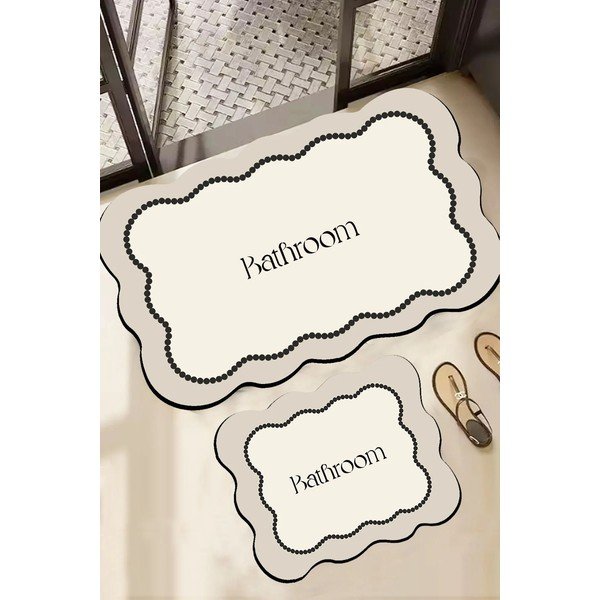 Kreminės spalvos vonios kilimėliai 2 vnt. 60x100 cm Bounde – Foutastic-image-1