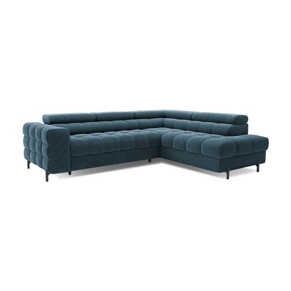Mėlynos spalvos iš boucle sulankstoma/su sandėliavimo vieta kampinė sofa (su dešiniuoju kampu/„L“ formos) Ferucce – ELTAP-image-3