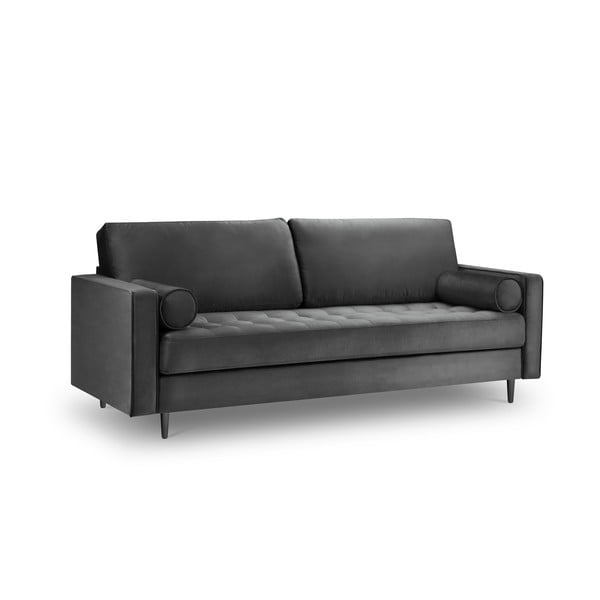 Tamsiai pilka aksominė sofa Milo Casa Santo, 219 cm-image-2