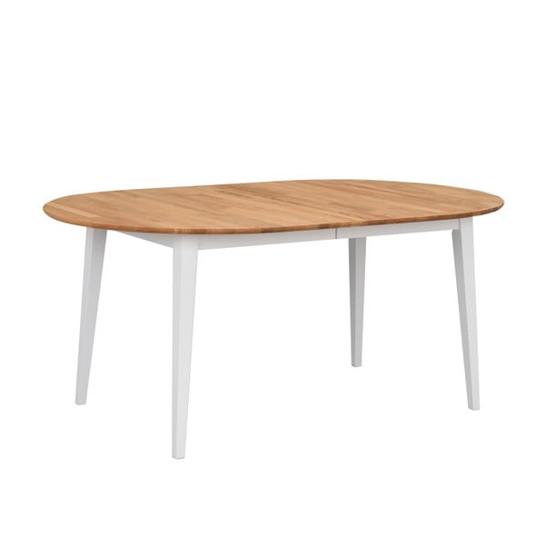 Ovalus ąžuolinis sulankstomas valgomojo stalas su baltomis kojomis Rowico Mimi, 170 x 105 cm