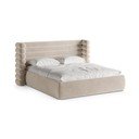 Smėlio spalvos dvigulė lova audiniu dengta su sandėliavimo vieta su lovos grotelėmis 180x200 cm Mount – Micadoni 