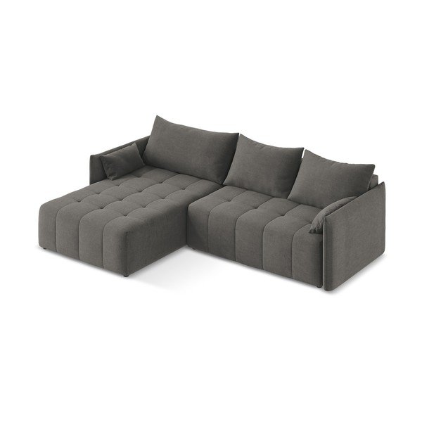 Tamsiai pilkos spalvos sulankstoma/su sandėliavimo vieta kampinė sofa (su kairiuoju kampu/su gultu) Moku – Makamii-image-3