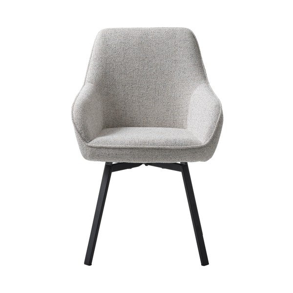 Šviesiai pilkos spalvos iš audinio valgomojo kėdė su porankiais Alma – Unique Furniture-image-2