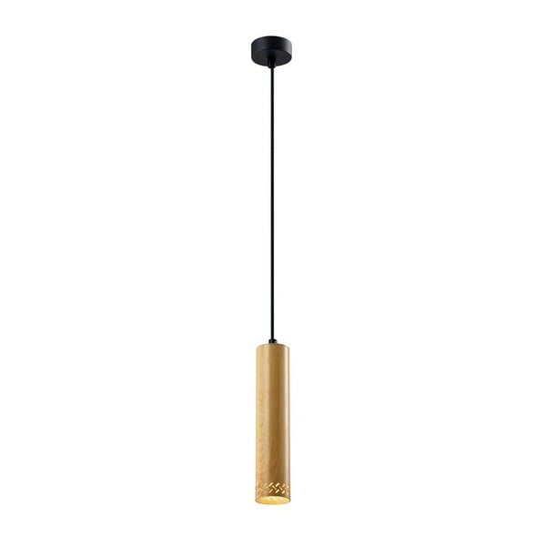 Kabantis šviestuvas juodos spalvos ø 7 cm su mediniu gaubtu Tubo – Candellux Lighting