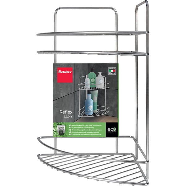 Blizgios sidabrinės spalvos iš plieno vonios lentyna Luxy – Metaltex-image-2