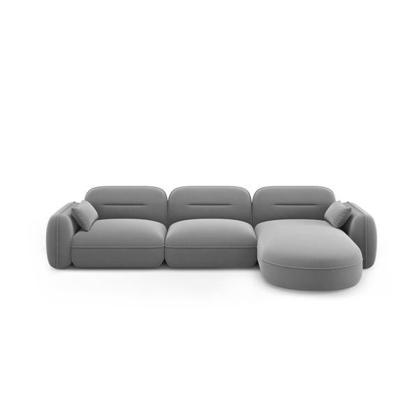 Iš velveto kampinė sofa šviesiai pilkos spalvos (su dešiniuoju kampu) Audrey – Interieurs 86