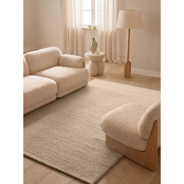 Rankų darbo smėlio spalvos iš vilnos kilimas 200x300 cm Richmond Diana – Ted Baker-image-1