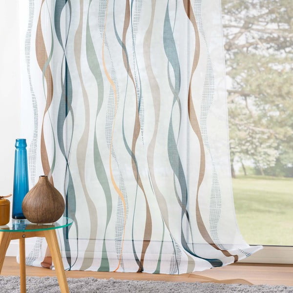 Permatoma užuolaida baltos spalvos/mėlynos spalvos 140x280 cm Lisana – douceur d'intérieur-image-3