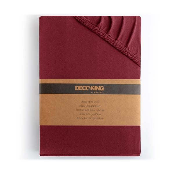 Bordo spalvos iš Jersey audinio paklodė su guma 200x200 cm Amber – Restilo-image-4