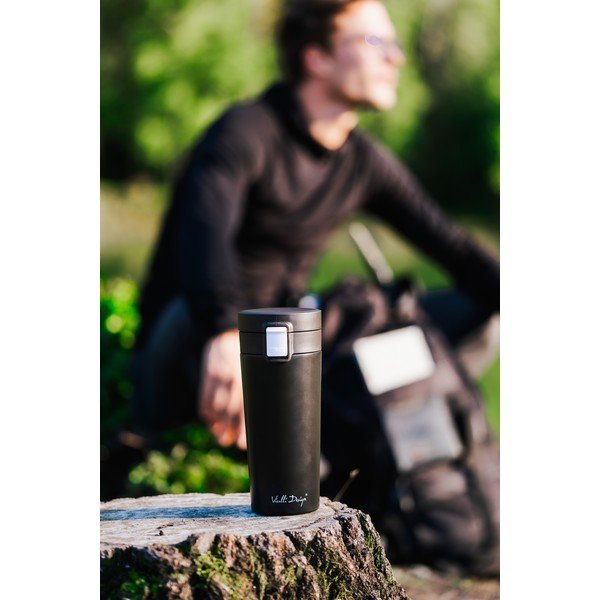 Juodas kelioninis termo puodelis Vialli Design Fuori, 400 ml-image-4