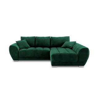 Žalios spalvos kampinė sofa-lova su aksomo apmušalais Windsor & Co Sofas Nuage, dešinysis kampas