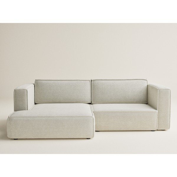 Kreminės spalvos sulankstoma/su sandėliavimo vieta kampinė sofa iš šenilinio audinio (su kairiuoju kampu/su gultu) Velto – Maison de Rêve-image-2