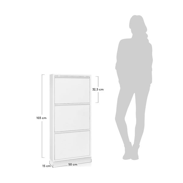 Baltos spalvos iš metalo atlenkiama spintelė batams 50x103x15 cm Ode – Kave Home-image-3