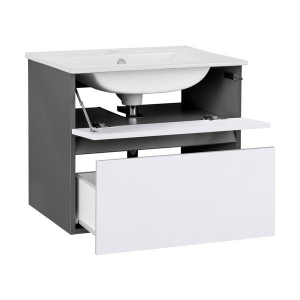 Pakabinama spintelė be kriauklės baltos spalvos/antracito spalvos 60x52 cm Wisla – Støraa-image-1