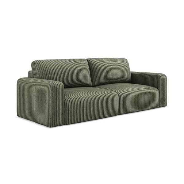 Žalios spalvos sulankstoma/su sandėliavimo vieta sofa iš kordinio velveto 252 cm Kona – Makamii-image-2