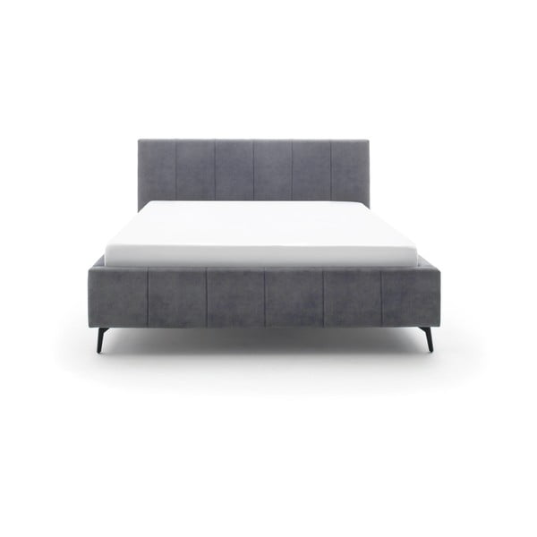 Antracito spalvos dvigulė lova audiniu dengta su sandėliavimo vieta su lovos grotelėmis 180x200 cm Lizzano – Meise Möbel-image-2