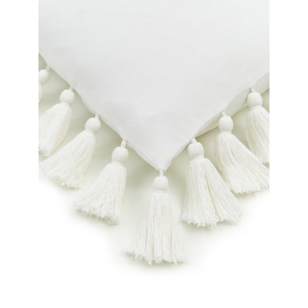 Baltas medvilninis dekoratyvinis pagalvės užvalkalas Westwing Collection Shylo, 40 x 40 cm-image-1